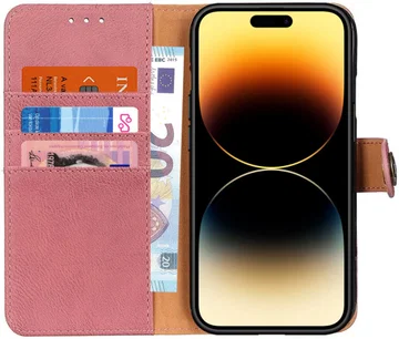 KHAZNEH Apple iPhone 14 Pro Max Hoesje Portemonnee Book Case Roze