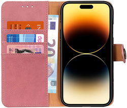 KHAZNEH Apple iPhone 14 Pro Max Hoesje Portemonnee Book Case Roze afbeelding