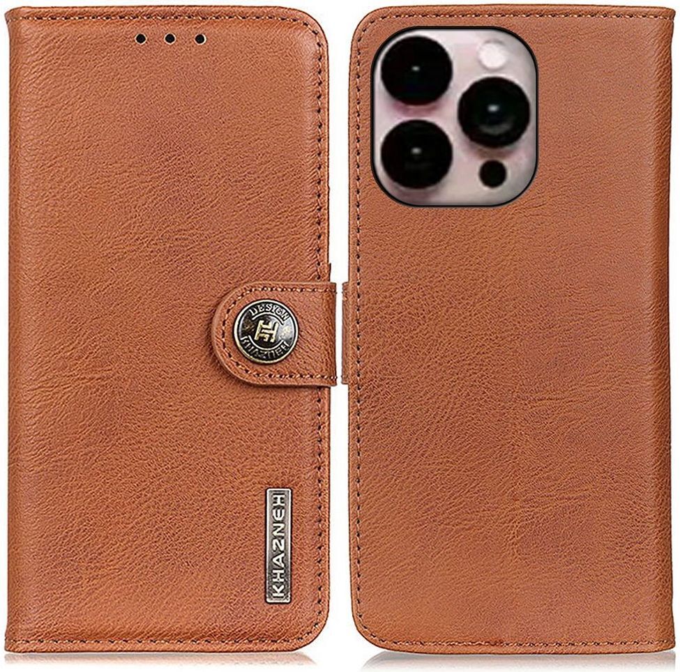 KHAZNEH Apple iPhone 14 Pro Max Hoesje Portemonnee Book Case Bruin afbeelding 2