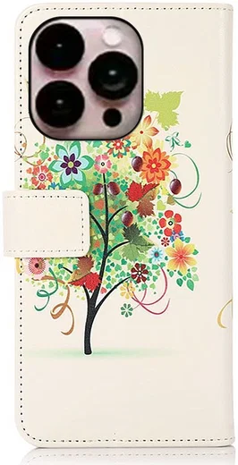 Apple iPhone 14 Pro Max Hoesje Portemonnee Book Case Tree Print afbeelding 6