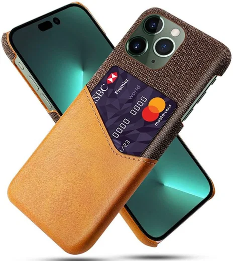 Apple iPhone 14 Pro Hoesje met Kaarthouder Back Cover Oranje afbeelding 1