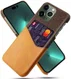 Apple iPhone 14 Pro Hoesje met Kaarthouder Back Cover Oranje