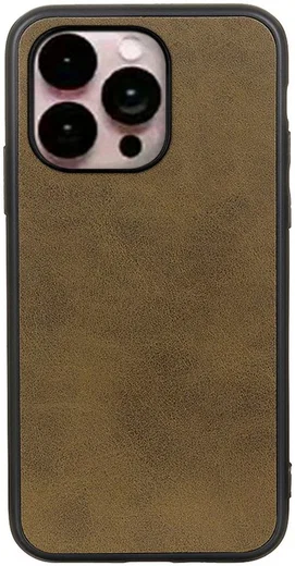 Apple iPhone 14 Pro Max Hoesje met Kunstleer Coating Groen afbeelding 1