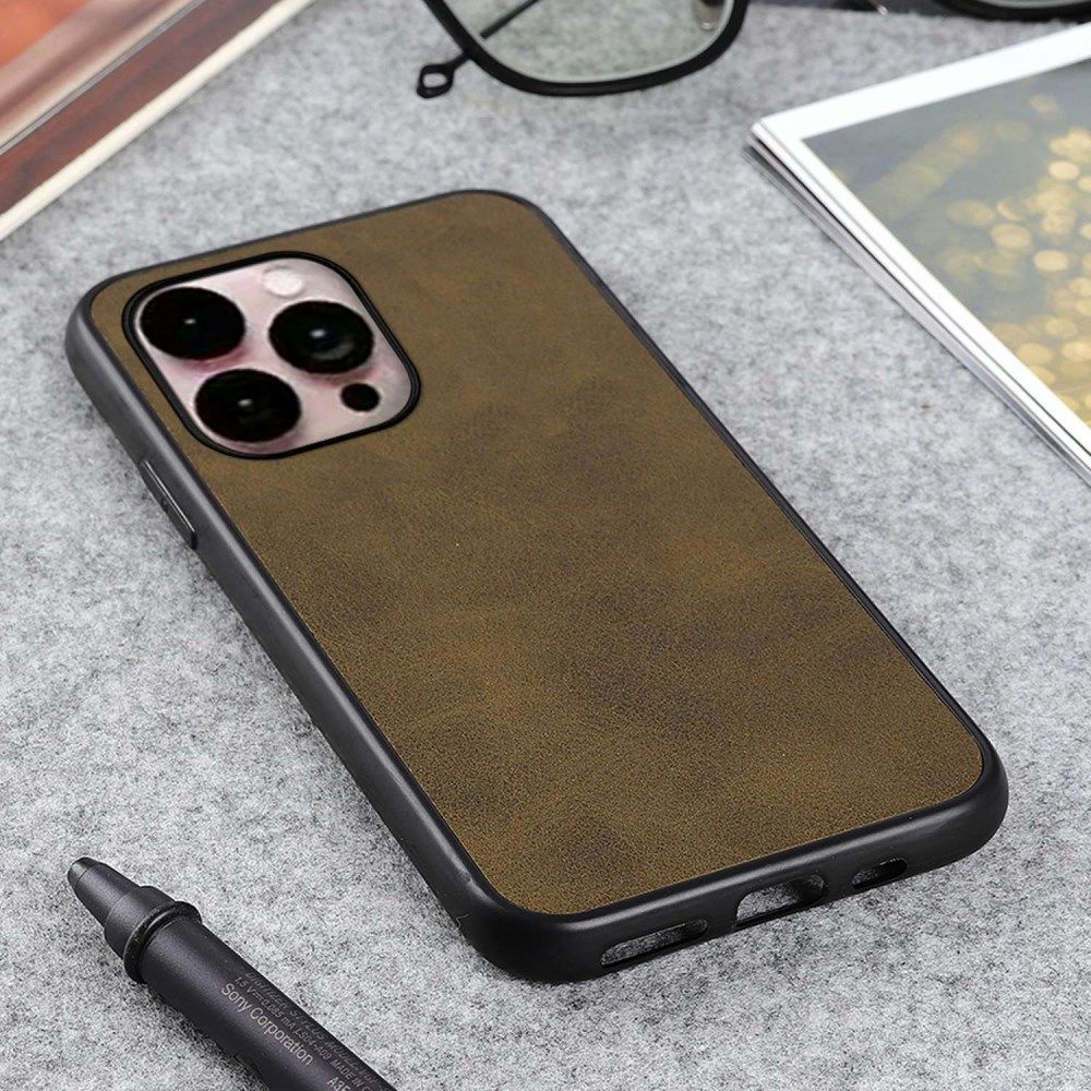 Apple iPhone 14 Pro Max Hoesje met Kunstleer Coating Groen afbeelding 3