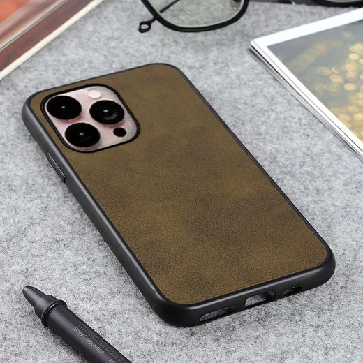 Apple iPhone 14 Pro Max Hoesje met Kunstleer Coating Groen afbeelding 3