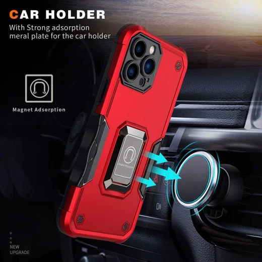 Apple iPhone 14 Pro Max Hoesje Hybride Kickstand Back Cover Zwart afbeelding 2