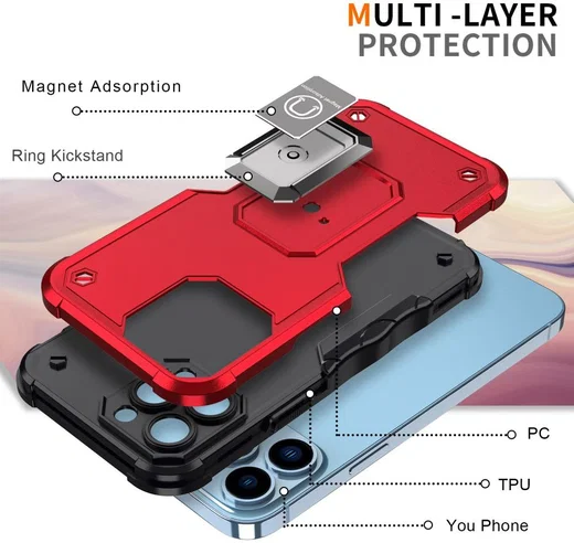 Apple iPhone 14 Pro Max Hoesje Hybride Kickstand Back Cover Zwart afbeelding 3