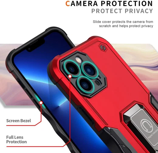 Apple iPhone 14 Pro Max Hoesje Hybride Kickstand Back Cover Zwart afbeelding 4