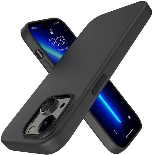 Apple iPhone 14 Hoesje Siliconen Back Cover Schokbestendig Zwart afbeelding 6