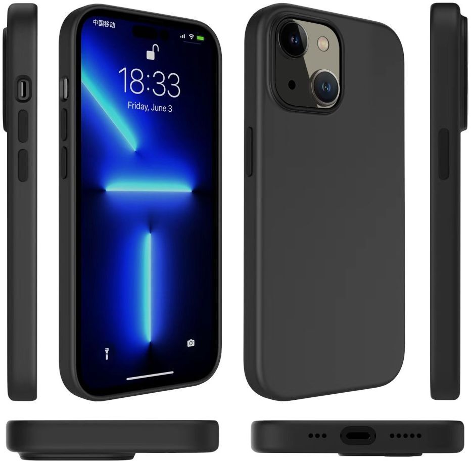 Apple iPhone 14 Hoesje Siliconen Back Cover Schokbestendig Zwart afbeelding 8
