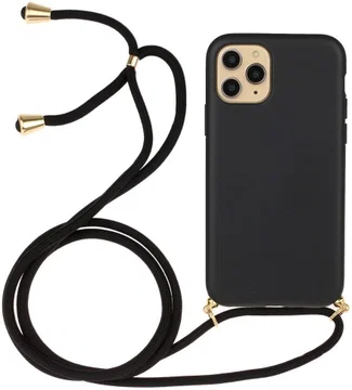 Apple iPhone 14 Pro Hoesje Back Case Flexibel TPU met Koord Zwart