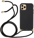 Apple iPhone 14 Pro Hoesje Back Case Flexibel TPU met Koord Zwart
