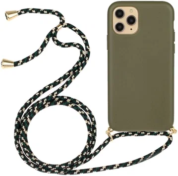 Apple iPhone 14 Pro Hoesje Back Case Flexibel TPU met Koord Groen