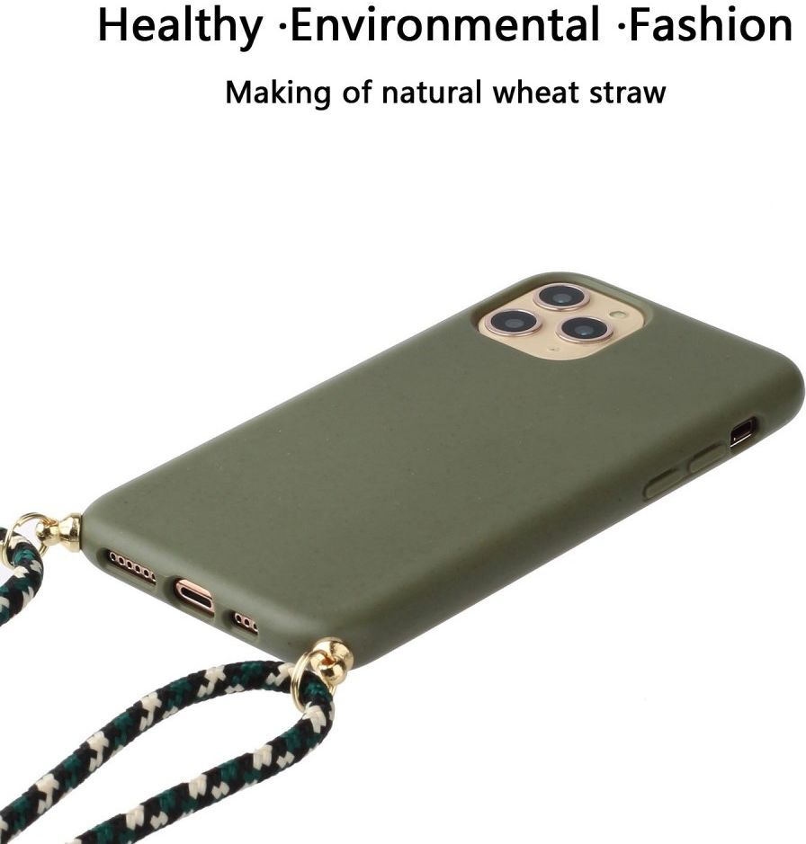 Apple iPhone 14 Pro Hoesje Back Case Flexibel TPU met Koord Groen afbeelding 2