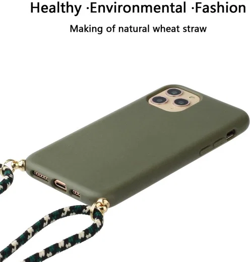 Apple iPhone 14 Pro Hoesje Back Case Flexibel TPU met Koord Groen afbeelding 2