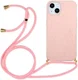 Apple iPhone 14 Hoesje Back Cover Flexibel TPU met Koord Roze afbeelding 1