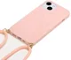 Apple iPhone 14 Hoesje Back Cover Flexibel TPU met Koord Roze afbeelding 2