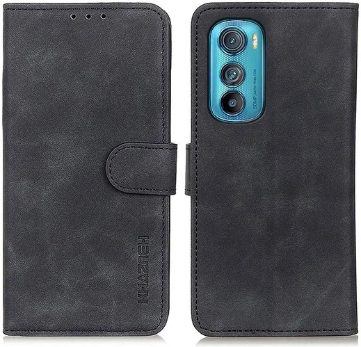 KHAZNEH Motorola Edge 30 Hoesje Retro Wallet Book Case Kunstleer Zwart afbeelding 2