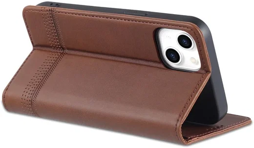 AZNS Apple iPhone 14 Hoesje Wallet Book Case Kunstleer Bruin afbeelding 4