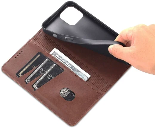AZNS Apple iPhone 14 Hoesje Wallet Book Case Kunstleer Bruin afbeelding 5