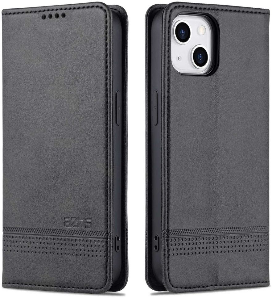 AZNS Apple iPhone 14 Hoesje Wallet Book Case Kunstleer Zwart afbeelding 2