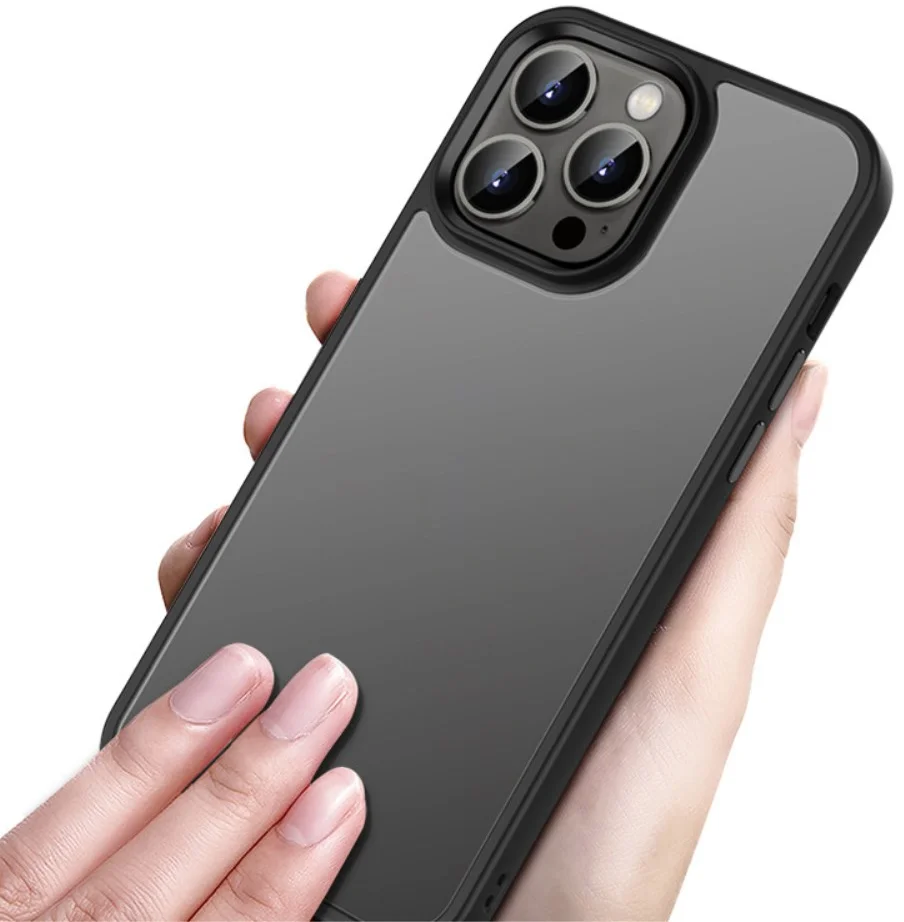 Apple iPhone 14 Hoesje Hybride Back Cover Transparant Zwart afbeelding 2