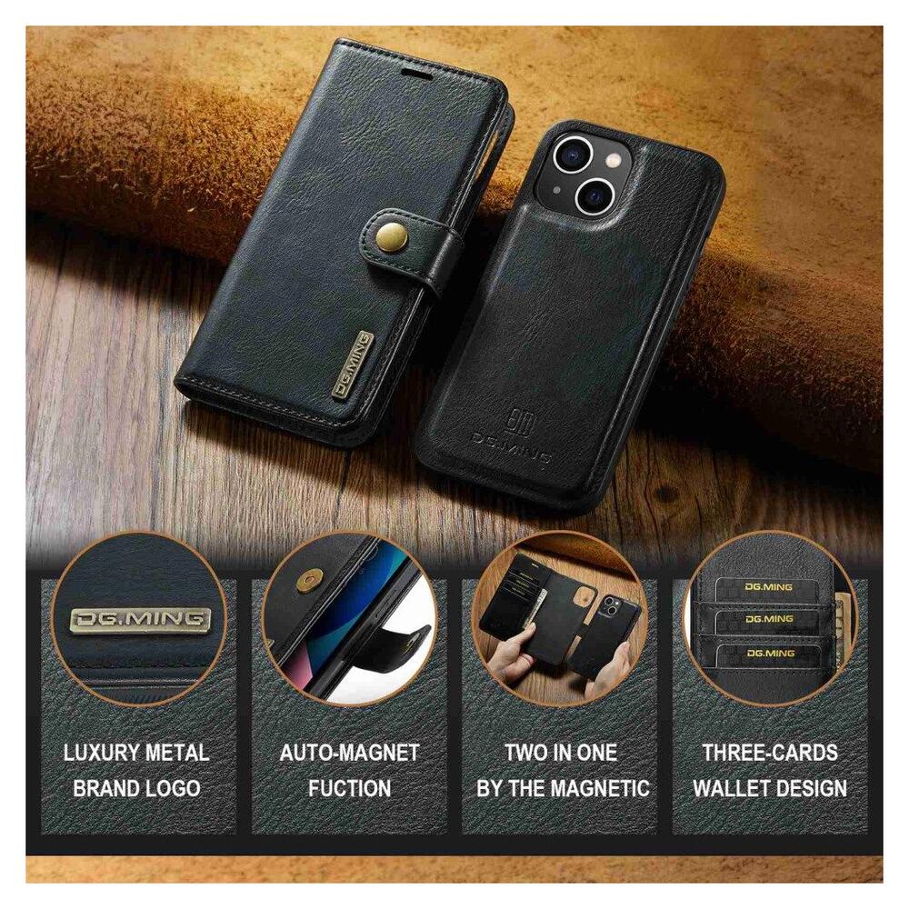DG Ming Apple iPhone 14 Hoesje 2-in-1 Book Case en Back Cover Zwart afbeelding 5