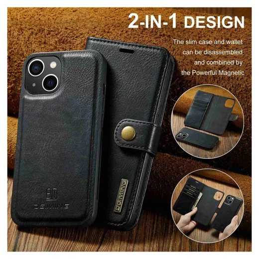 DG Ming Apple iPhone 14 Hoesje 2-in-1 Book Case en Back Cover Zwart afbeelding 7