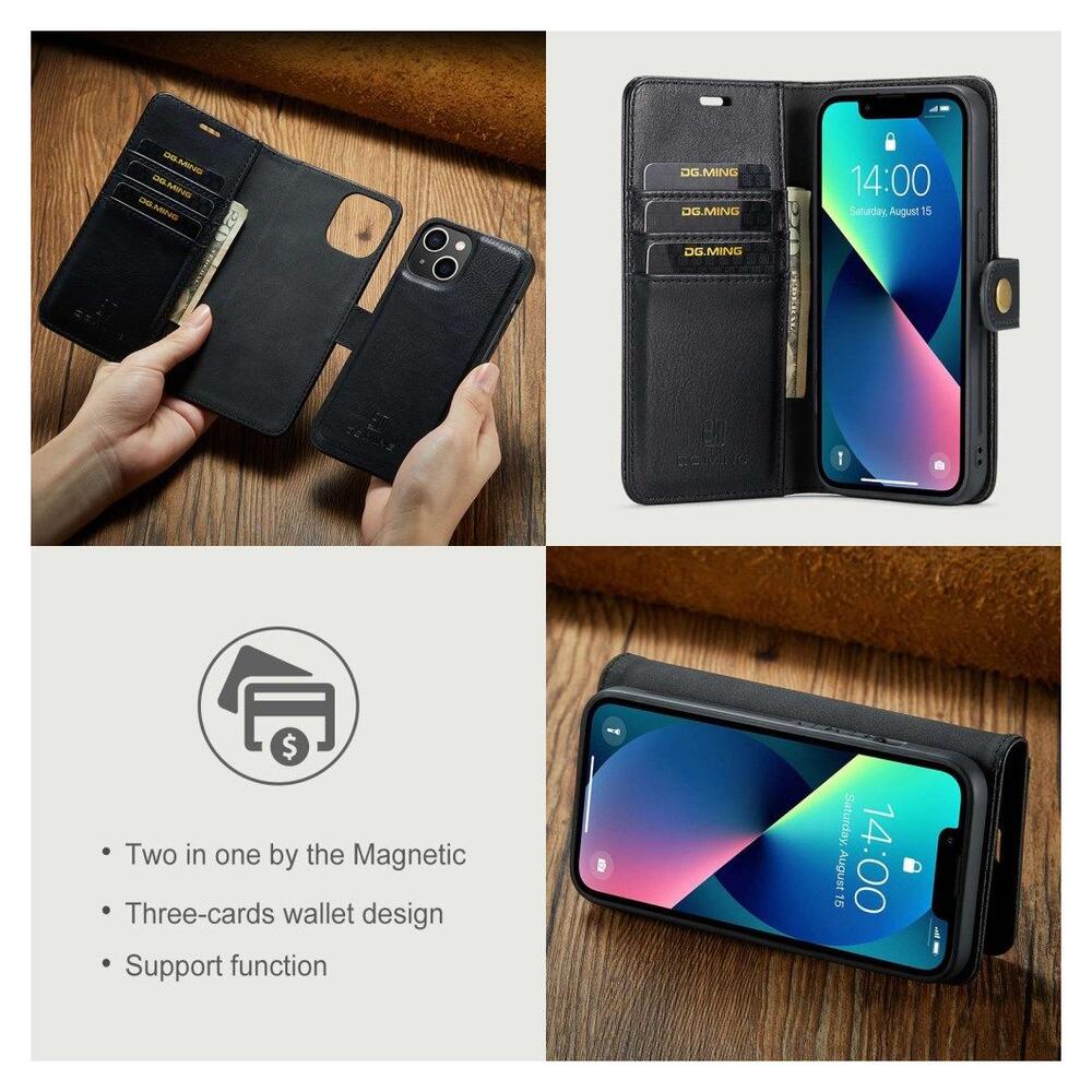 DG Ming Apple iPhone 14 Hoesje 2-in-1 Book Case en Back Cover Zwart afbeelding 8