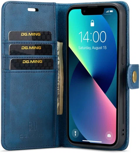 DG Ming Apple iPhone 14 Hoesje 2-in-1 Book Case en Back Cover Blauw afbeelding 1