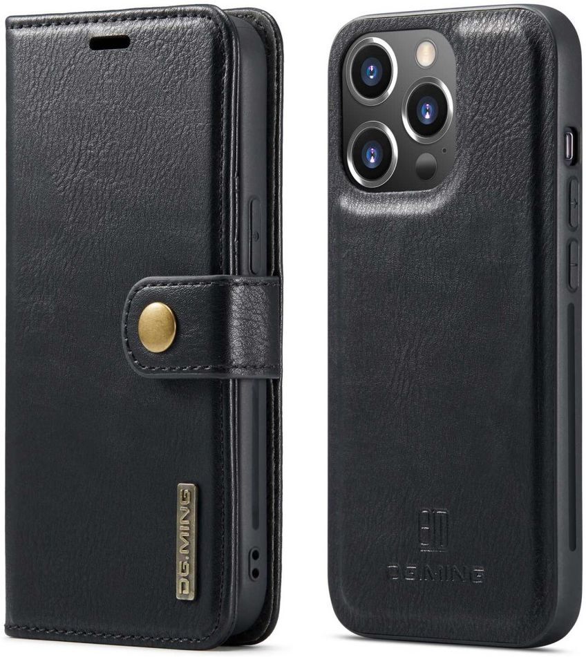 DG Ming iPhone 14 Pro Hoesje 2-in-1 Book Case en Back Cover Zwart afbeelding 2