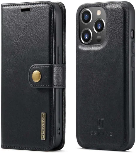 DG Ming iPhone 14 Pro Hoesje 2-in-1 Book Case en Back Cover Zwart afbeelding 2