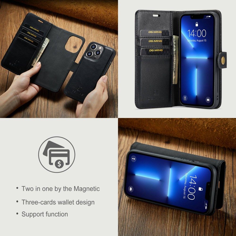 DG Ming iPhone 14 Pro Hoesje 2-in-1 Book Case en Back Cover Zwart afbeelding 8