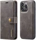 DG Ming iPhone 14 Pro Hoesje 2-in-1 Book Case en Back Cover Grijs afbeelding 2