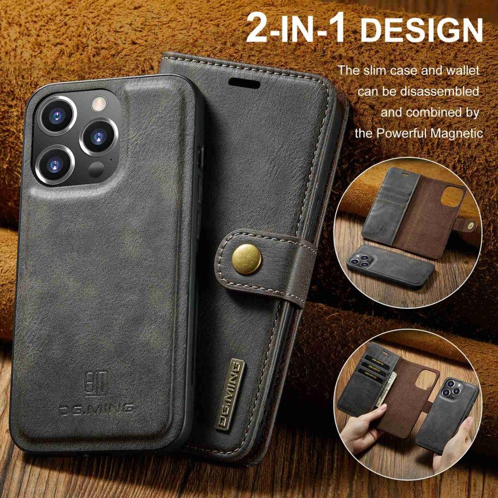 DG Ming iPhone 14 Pro Hoesje 2-in-1 Book Case en Back Cover Grijs afbeelding 7