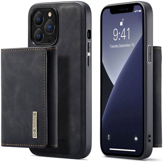 DG Ming Apple iPhone 14 Pro Hoesje met Magnetische Kaarthouder Zwart afbeelding 1