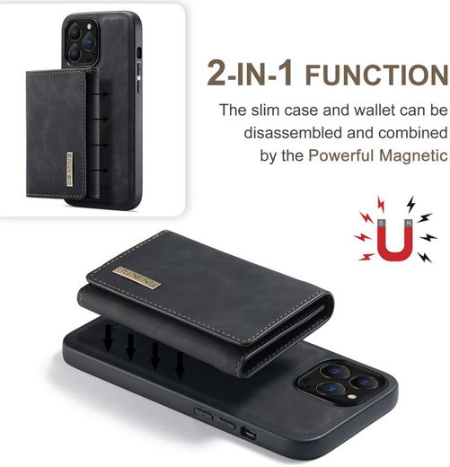 DG Ming Apple iPhone 14 Pro Hoesje met Magnetische Kaarthouder Zwart afbeelding 3