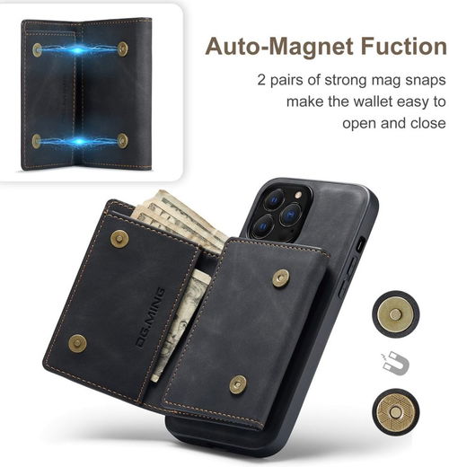 DG Ming Apple iPhone 14 Pro Hoesje met Magnetische Kaarthouder Zwart afbeelding 4