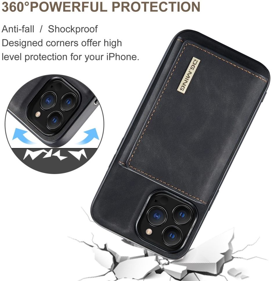 DG Ming Apple iPhone 14 Pro Hoesje met Magnetische Kaarthouder Zwart afbeelding 5