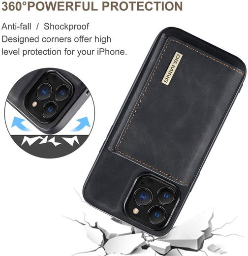 DG Ming Apple iPhone 14 Pro Hoesje met Magnetische Kaarthouder Zwart afbeelding 5