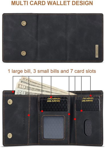 DG Ming Apple iPhone 14 Pro Hoesje met Magnetische Kaarthouder Zwart afbeelding 6