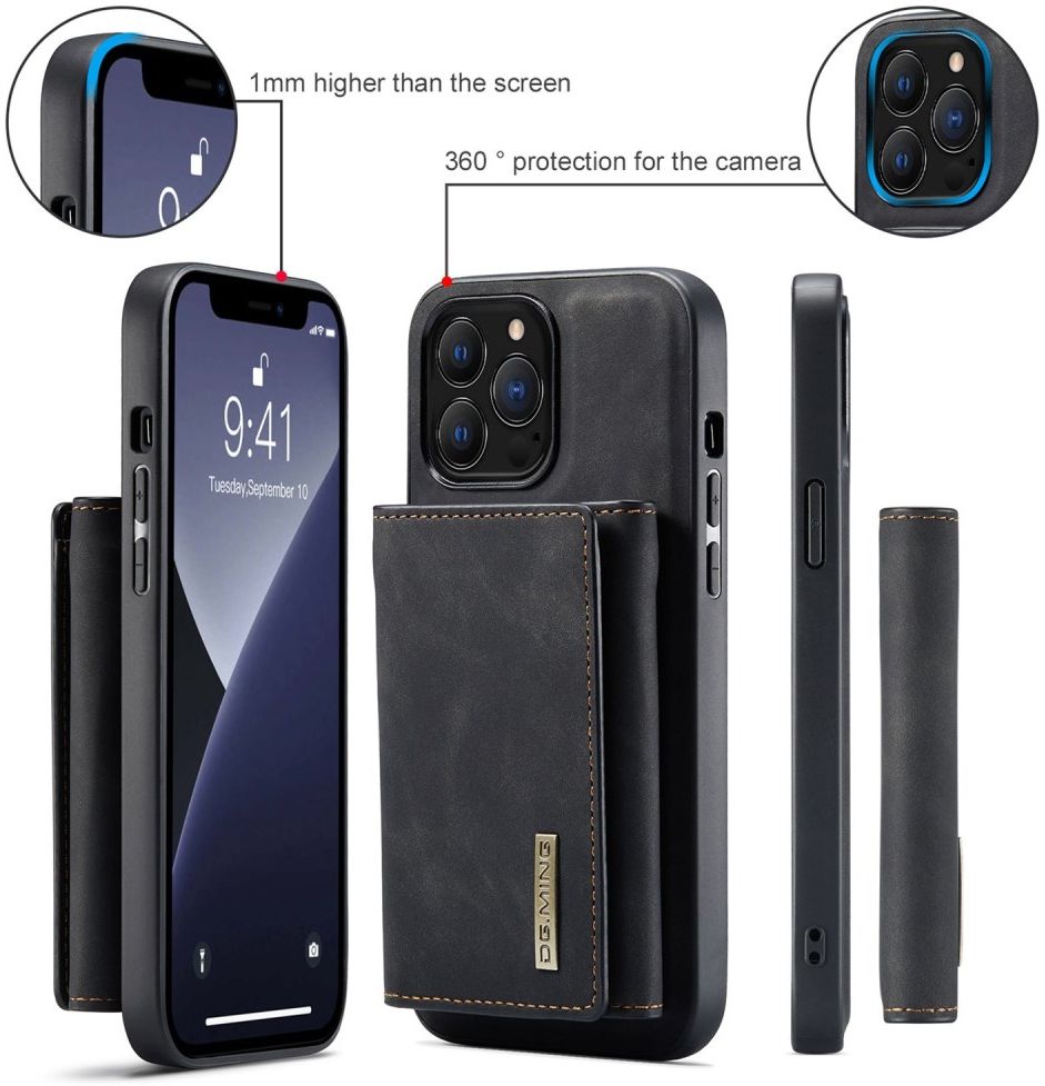 DG Ming Apple iPhone 14 Pro Hoesje met Magnetische Kaarthouder Zwart afbeelding 7