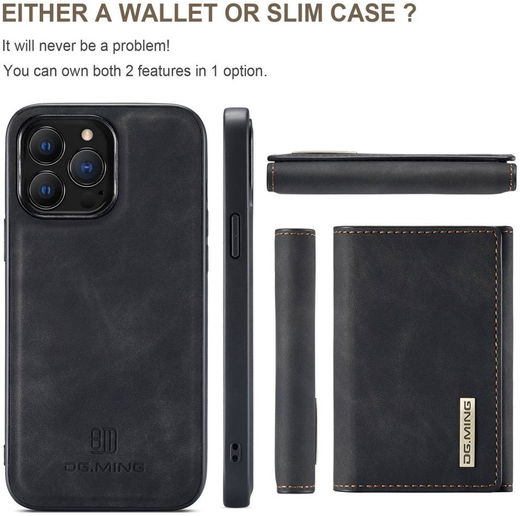 DG Ming Apple iPhone 14 Pro Hoesje met Magnetische Kaarthouder Zwart afbeelding 8