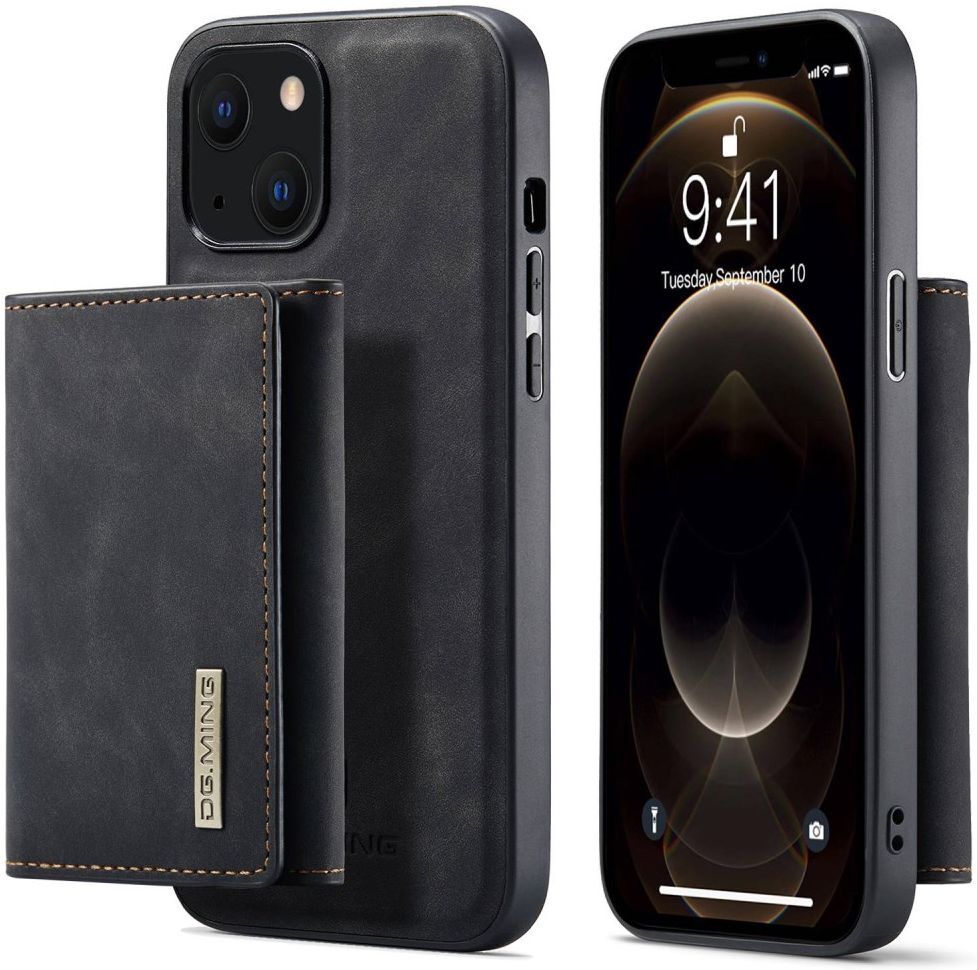 DG Ming Apple iPhone 14 Hoesje met Magnetische Kaarthouder Zwart afbeelding 1