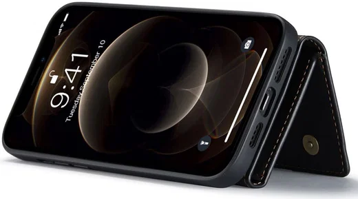 DG Ming Apple iPhone 14 Hoesje met Magnetische Kaarthouder Zwart afbeelding 10
