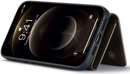 DG Ming Apple iPhone 14 Hoesje met Magnetische Kaarthouder Coffee afbeelding 10