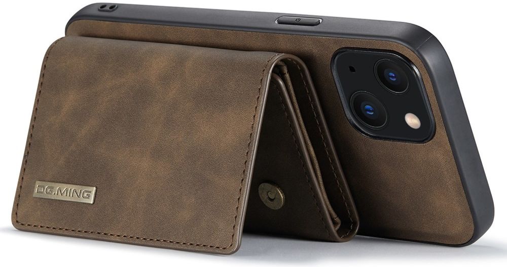 DG Ming Apple iPhone 14 Hoesje met Magnetische Kaarthouder Coffee afbeelding 11