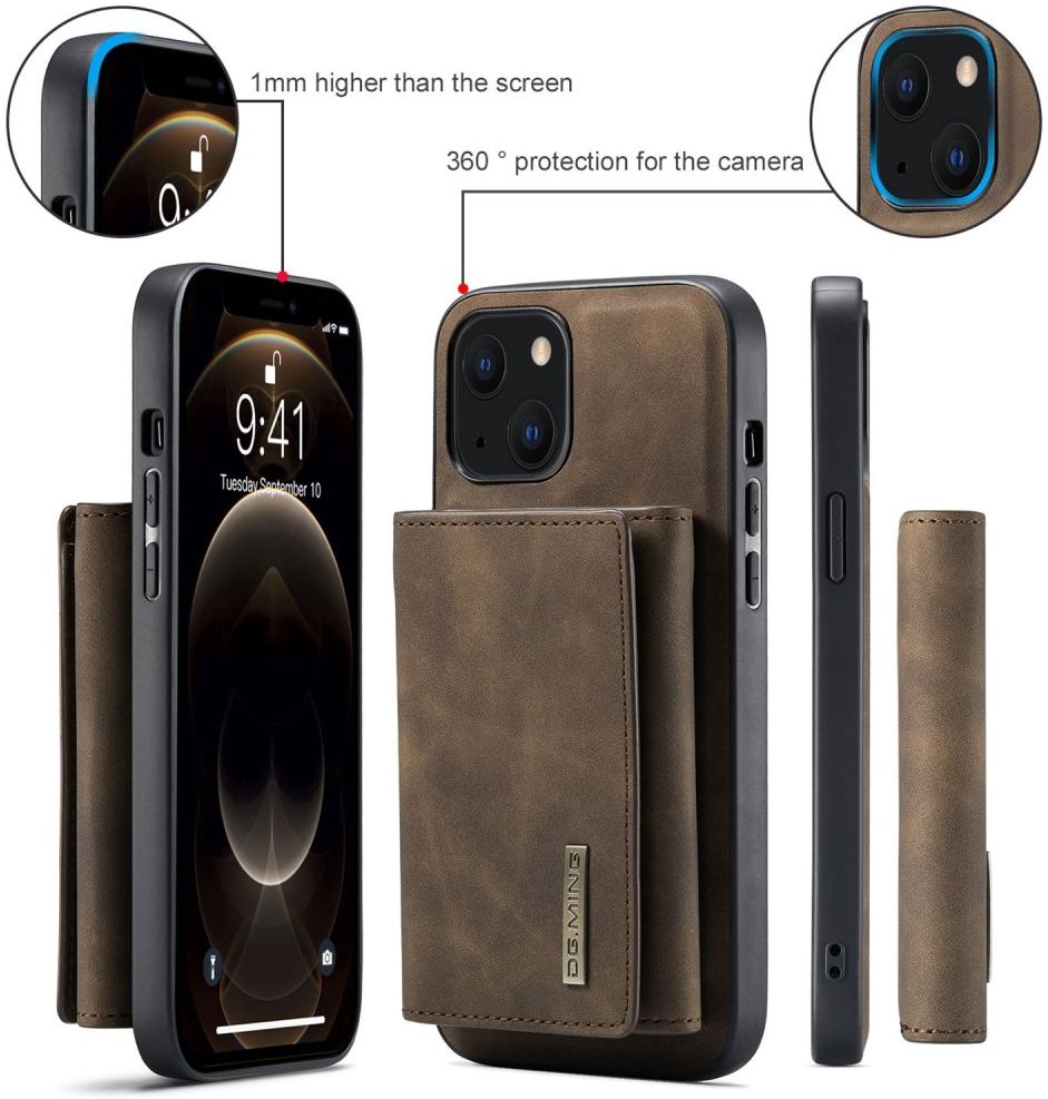 DG Ming Apple iPhone 14 Hoesje met Magnetische Kaarthouder Coffee afbeelding 6