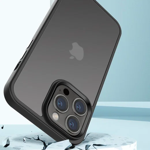 Apple iPhone 14 Pro Hoesje Hybride Back Cover Transparant Zwart afbeelding 3