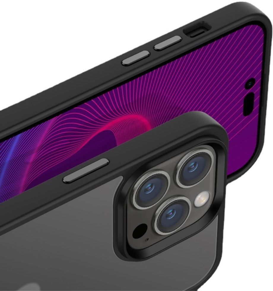 Apple iPhone 14 Pro Hoesje Hybride Back Cover Transparant Zwart afbeelding 5